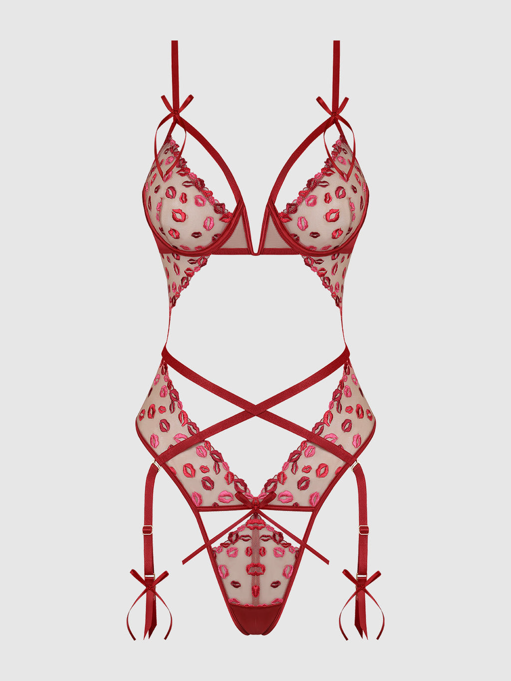 Angelina Lips Embroidery Cutout Teddy from Love It Curvy