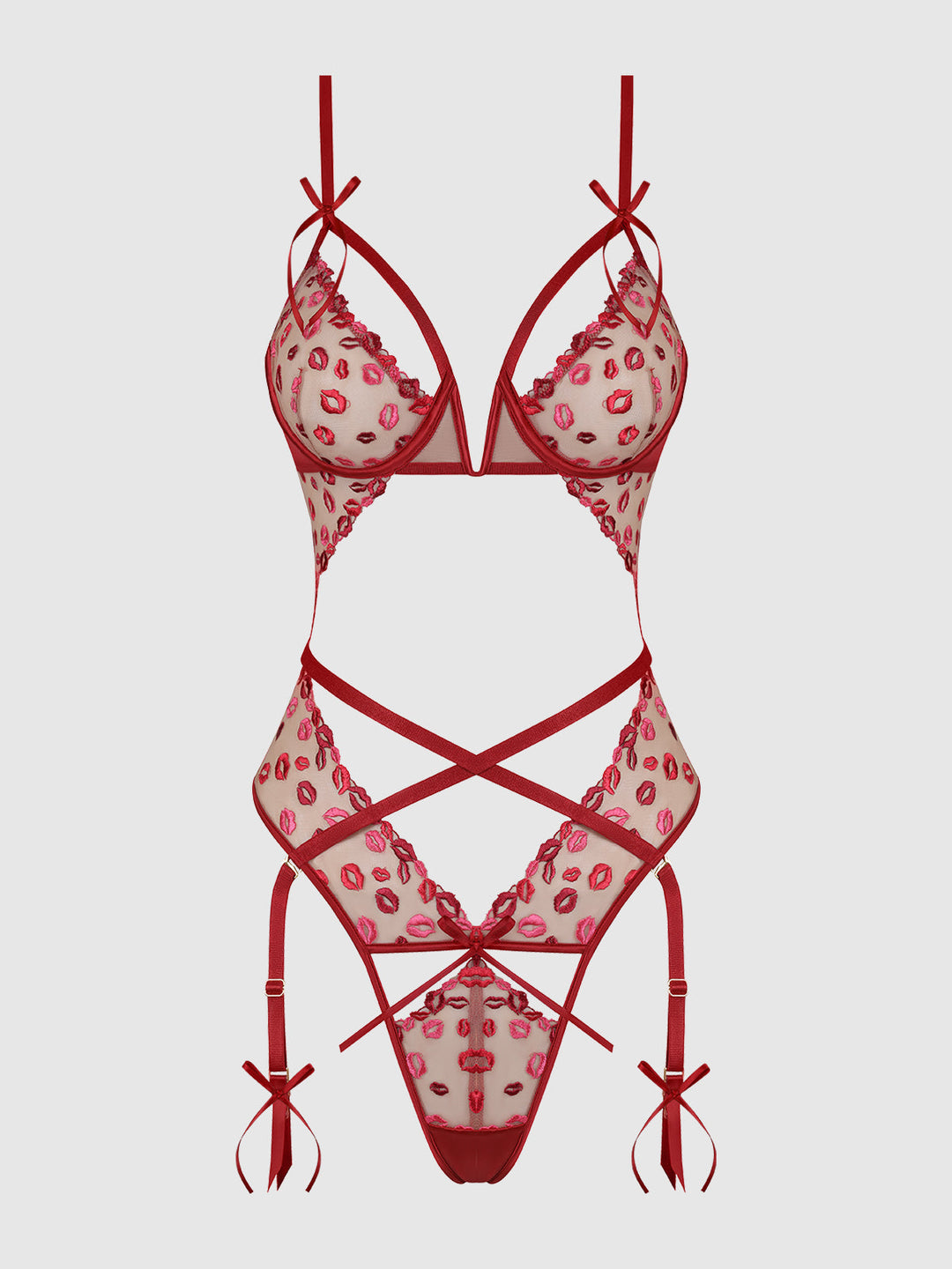 Angelina Lips Embroidery Cutout Teddy from Love It Curvy