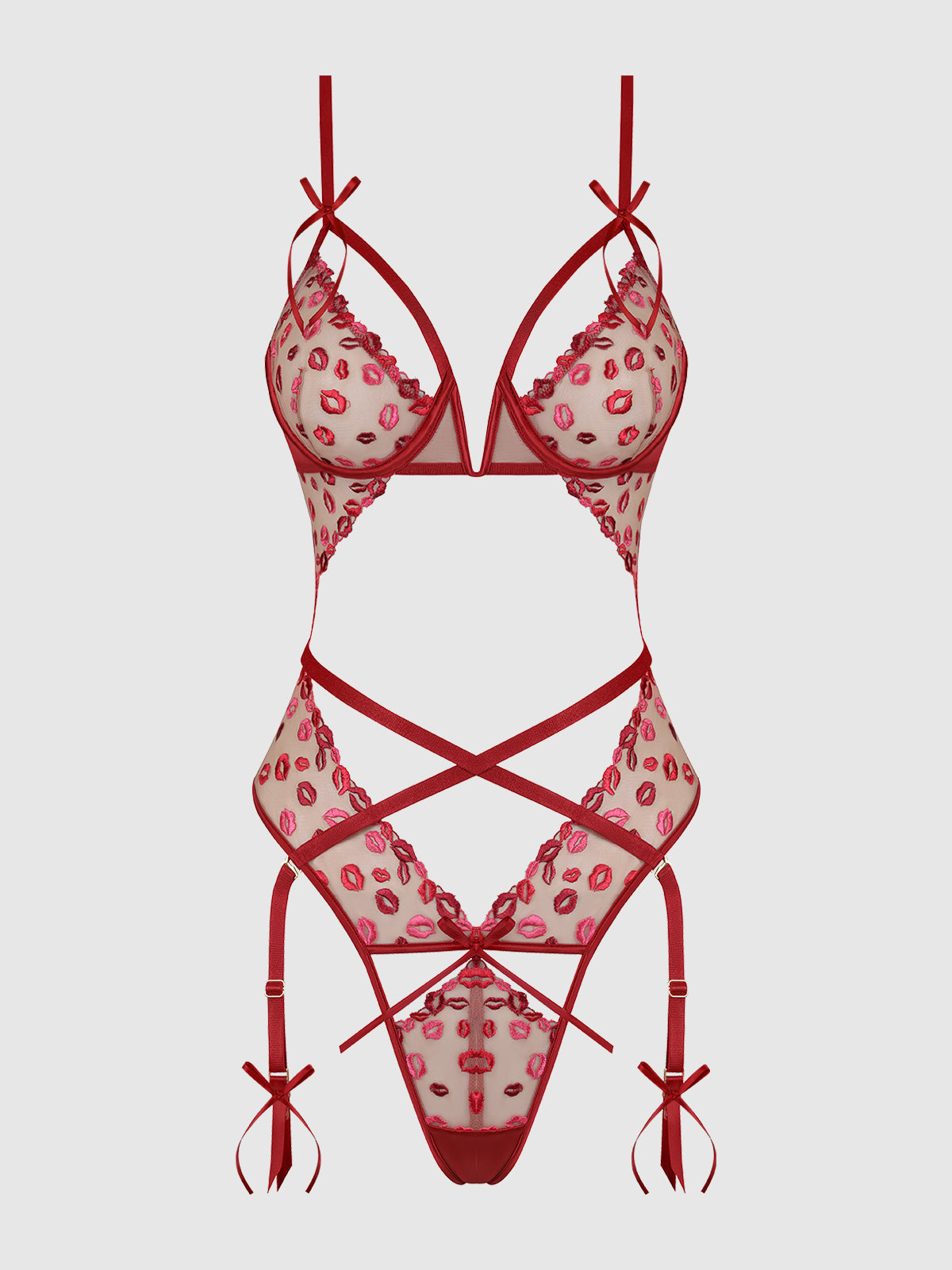 Angelina Lips Embroidery Cutout Teddy from Love It Curvy
