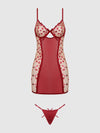 Angelina Lips Embroidery Bow Back Chemise Set from Love It Curvy