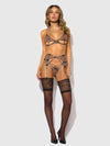 Alia Leopard Mesh Bra, Garter, & Backless Panty Set from Love It Curvy