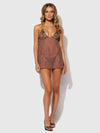 Alia Leopard Mesh Underwire Babydoll & G-String Set from Love It Curvy