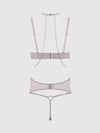 Presley Rhinestone & Mesh Demi Bra, Garter & G-String Set from Love It Curvy