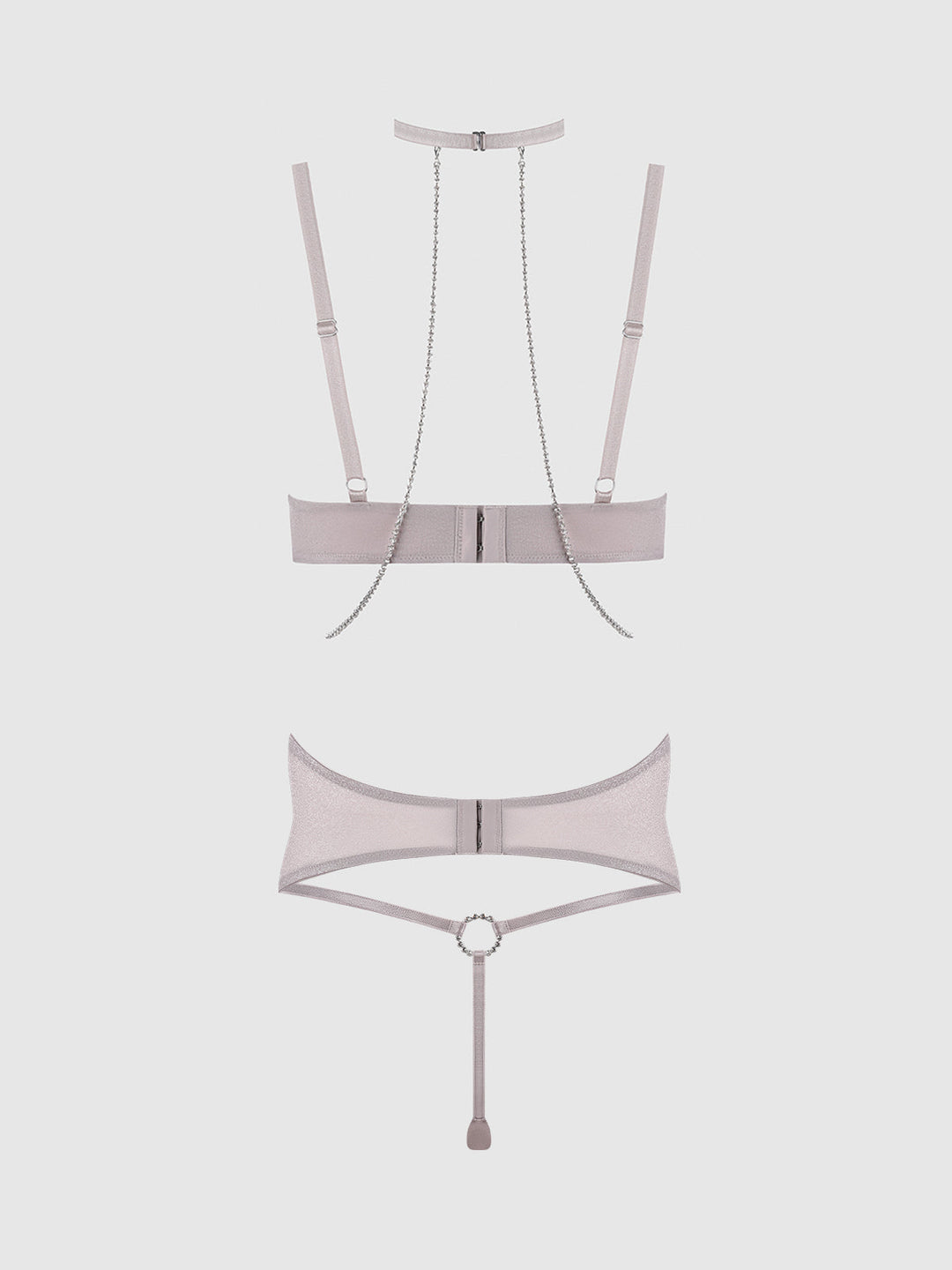 Presley Rhinestone &amp; Mesh Demi Bra, Garter &amp; G-String Set from Love It Curvy
