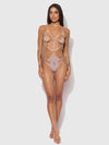 Presley Shine Mesh Open Cup & Crotchless Rhinestone Teddy from Love It Curvy