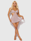 Presley Shine Mesh & Rhinestone Babydoll & G-String Set from Love It Curvy
