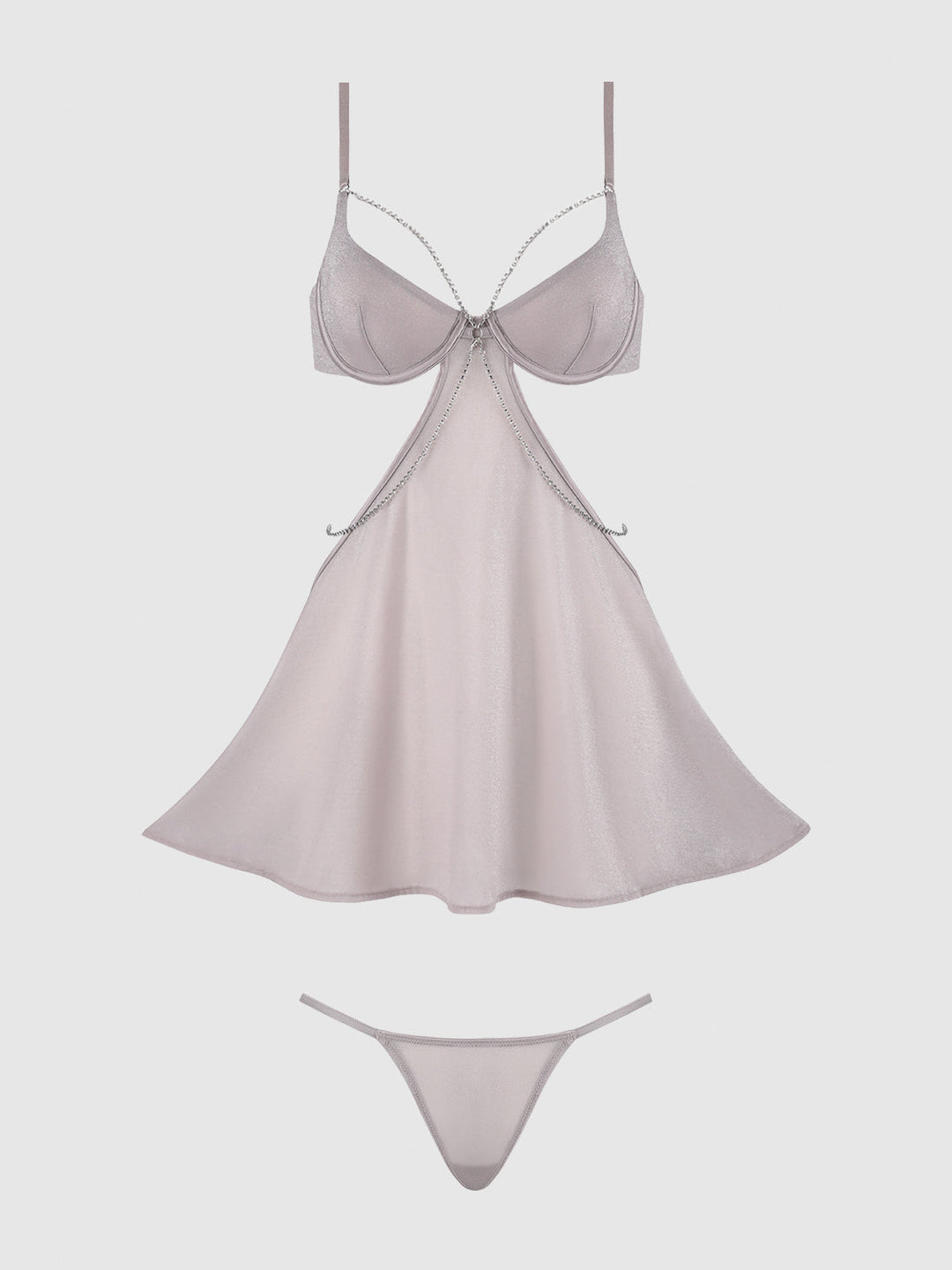 Presley Shine Mesh &amp; Rhinestone Babydoll &amp; G-String Set from Love It Curvy
