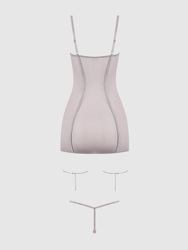 Presley Shine Mesh & Rhinestone Chemise & G-String Set from Love It Curvy