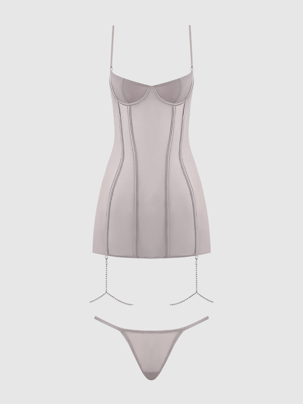 Presley Shine Mesh & Rhinestone Chemise & G-String Set from Love It Curvy