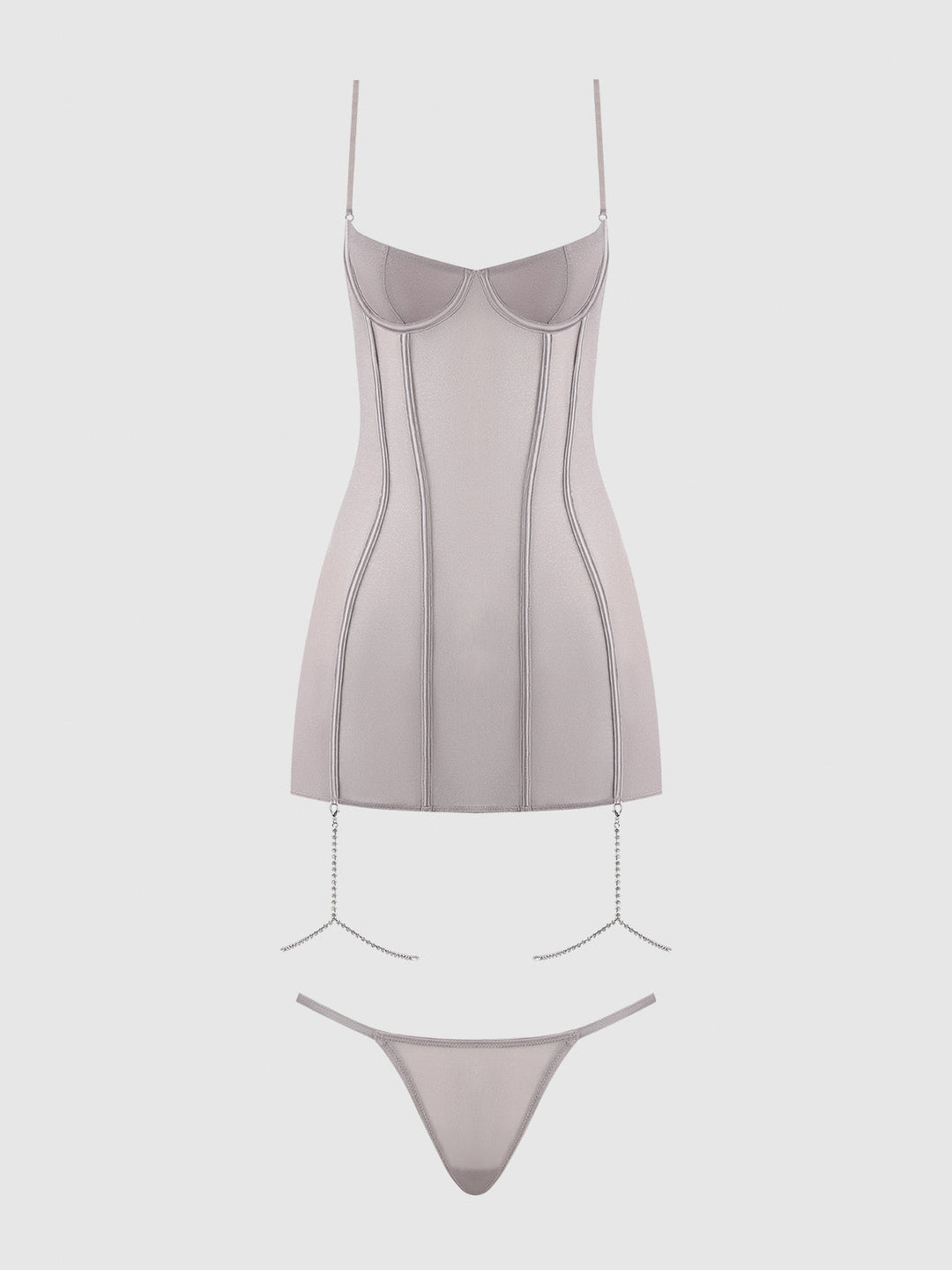 Presley Shine Mesh &amp; Rhinestone Chemise &amp; G-String Set from Love It Curvy