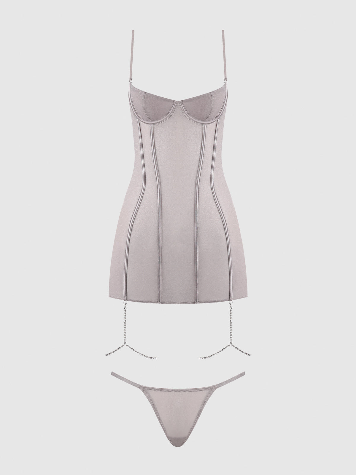 Presley Shine Mesh & Rhinestone Chemise & G-String Set from Love It Curvy