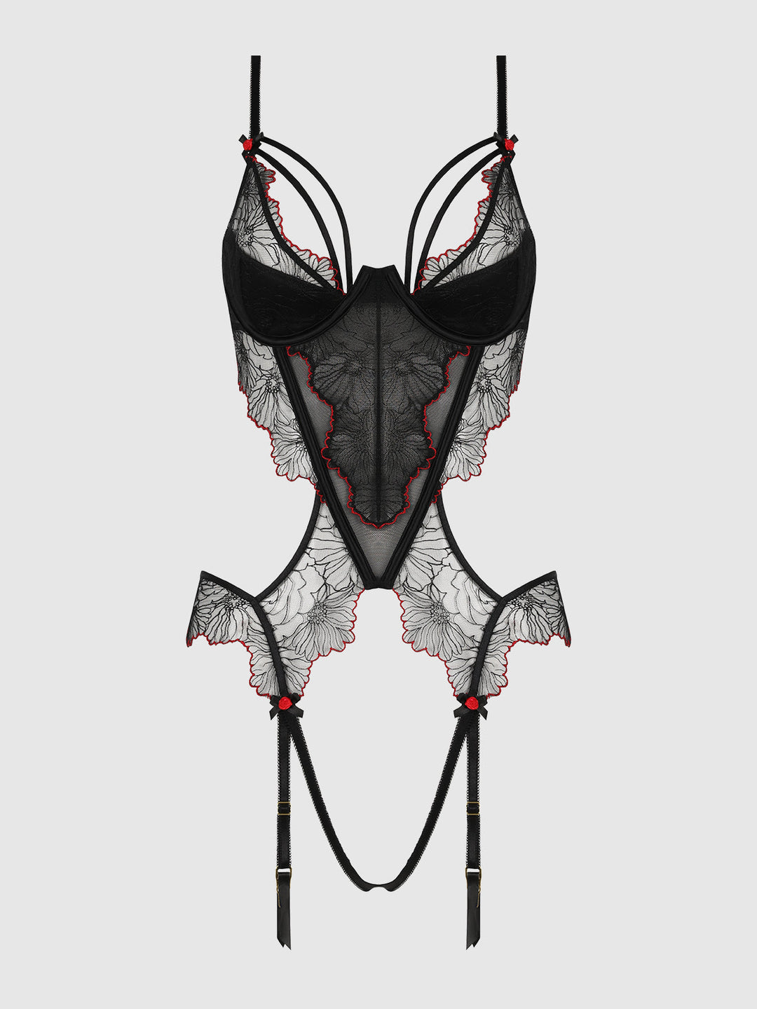 Ilena Embroidered Tulle Crotchless &amp; Open Back Teddy | Love It Curvy