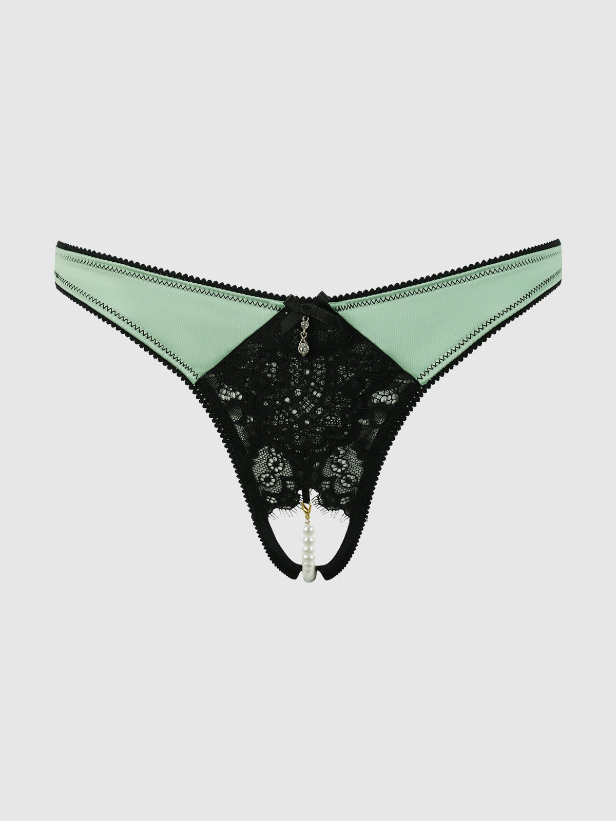 Lara Lace & Liquid Satin Pearl Crotchless Hipster from Love It Curvy