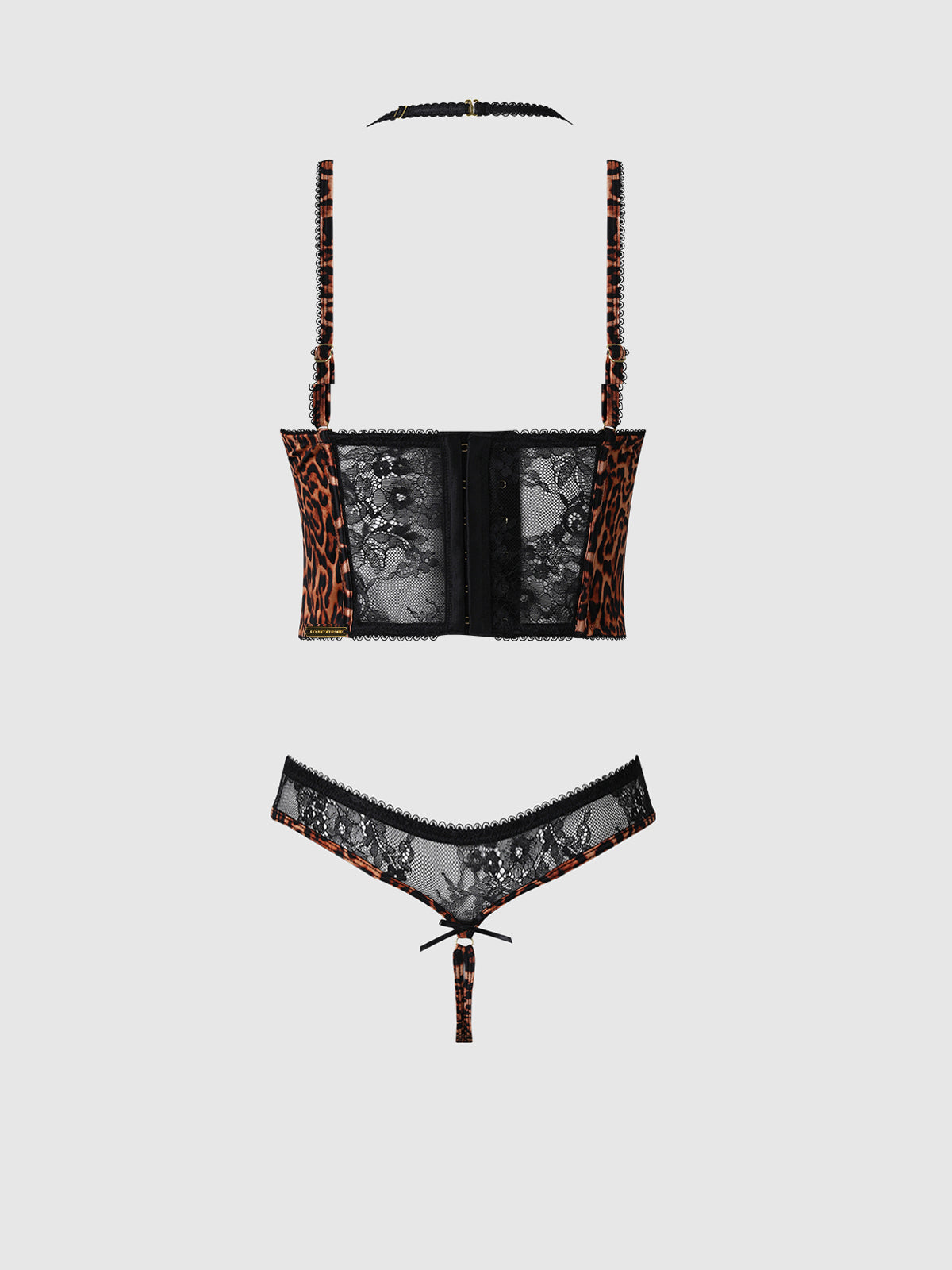 Devon Leopard & Lace Crotchless Teddy by House of Desire