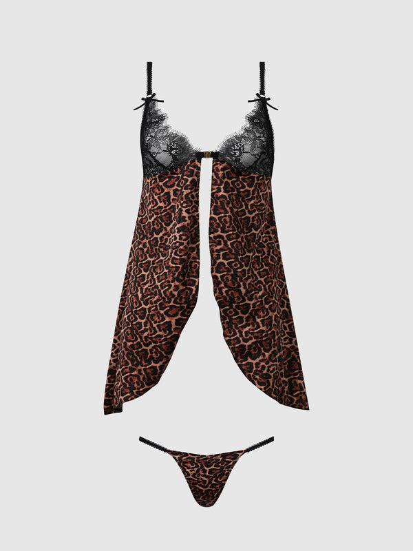 Devon Leopard & Lace Babydoll Set by House of Desire