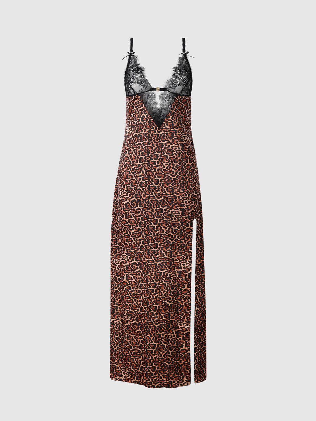 Devon Leopard & Lace Gown with Side Slip by House of Desire