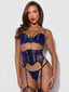 Liliana Lace & Mesh Bra, Garter & G-String Set by House of Desire