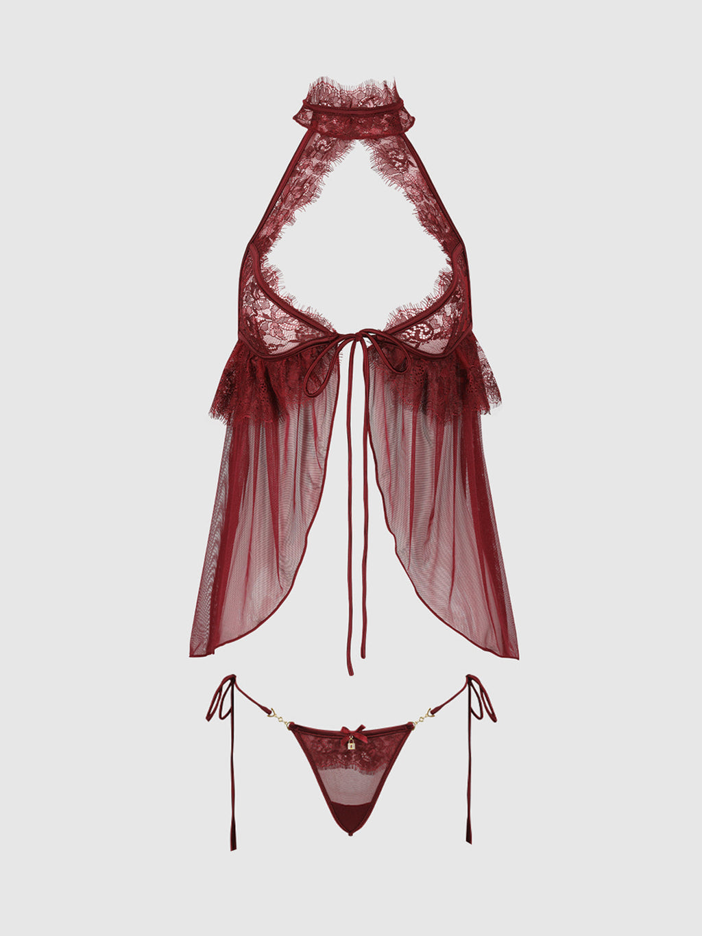 Liliana Lace & Mesh Halter Babydoll Set by House of Desire