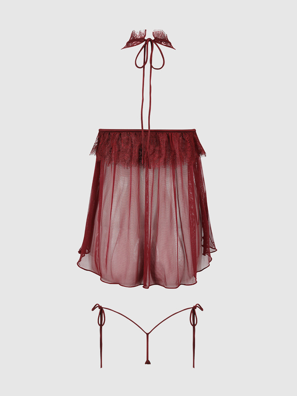 Liliana Lace & Mesh Halter Babydoll Set by House of Desire
