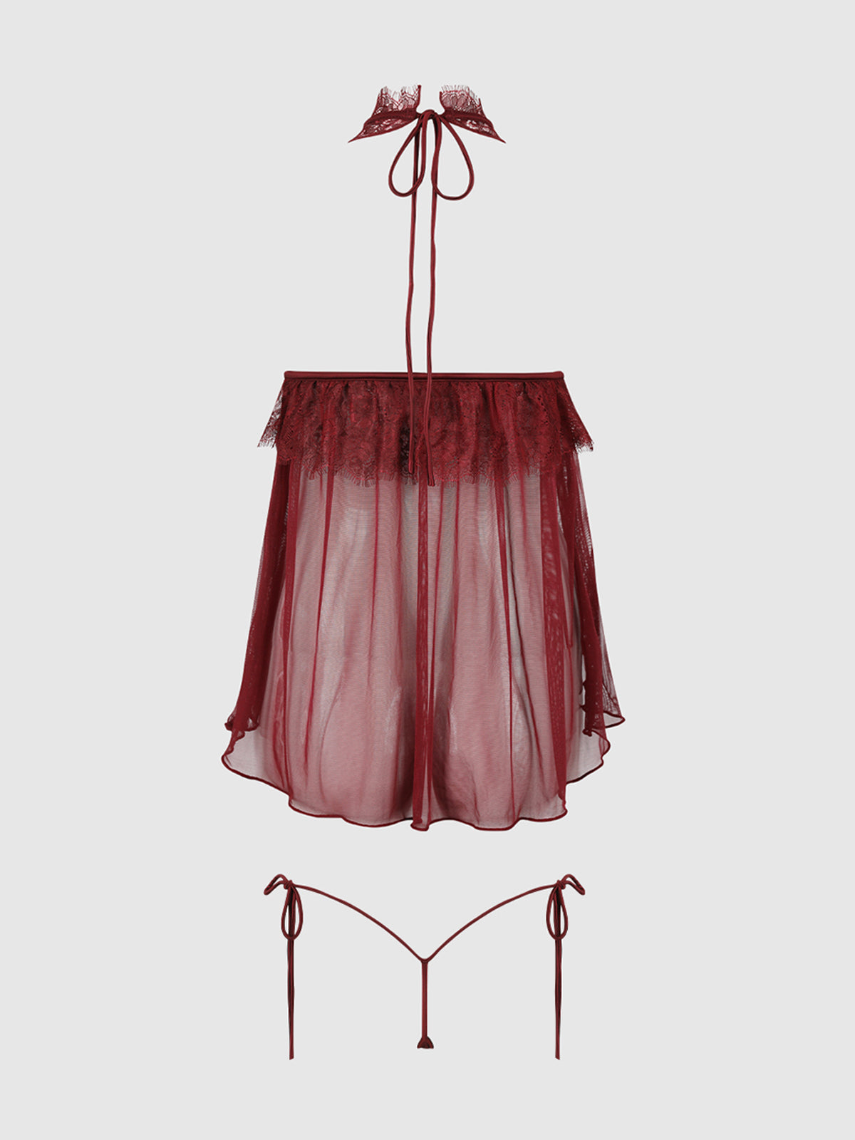 Liliana Lace & Mesh Halter Babydoll Set by House of Desire