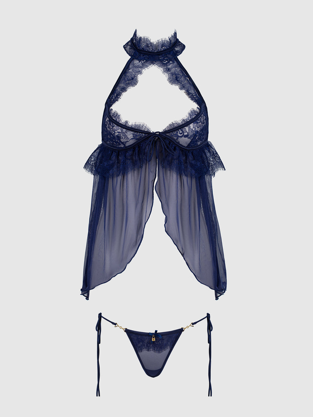 Liliana Lace & Mesh Halter Babydoll Set by House of Desire