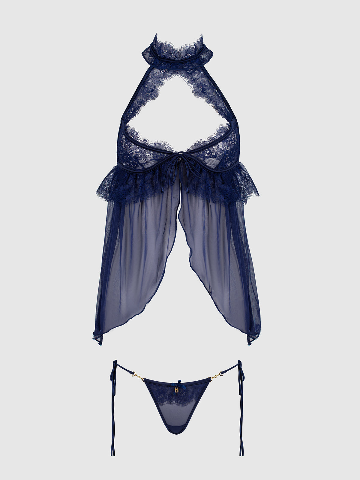 Liliana Lace & Mesh Halter Babydoll Set by House of Desire