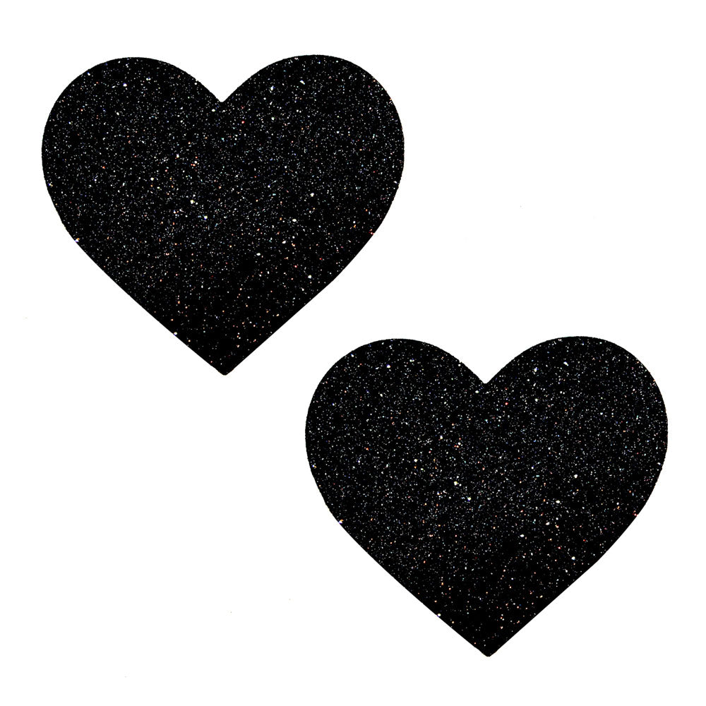 Black Malice Glitter I Heart U Nipztix Pasties - Love it Curvy