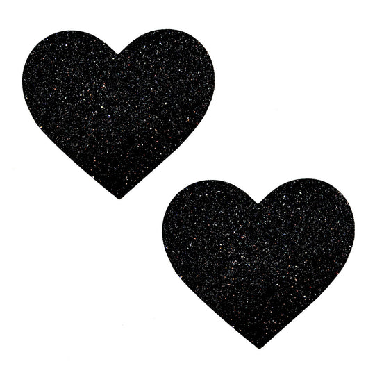 Black Malice Glitter I Heart U Nipztix Pasties - Love it Curvy