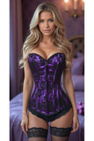 Lavish Purple Lace Front Zipper Corset