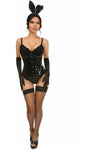 Lavish 4 PC Black Vinyl Bunny Corset Costume - Love it Curvy