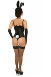 Lavish 4 PC Black Vinyl Bunny Corset Costume - Love it Curvy