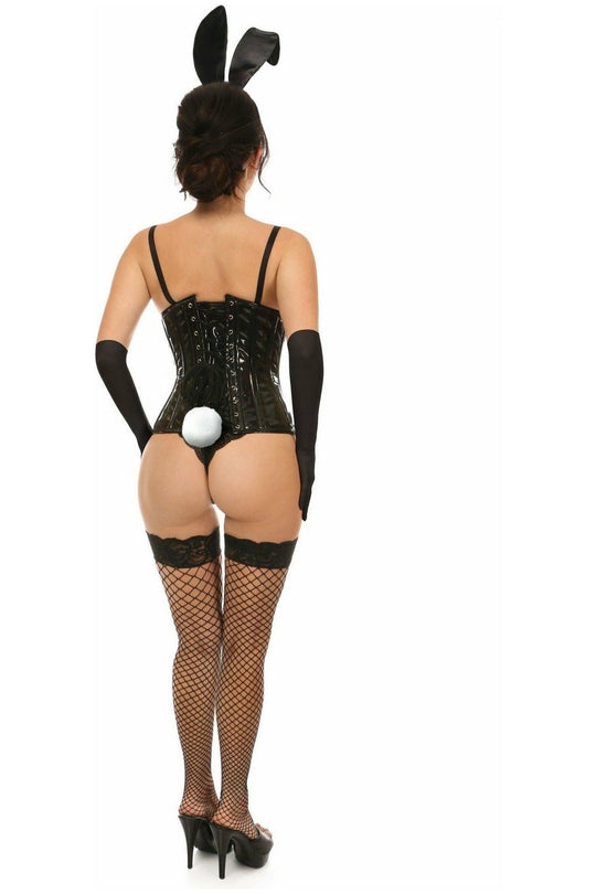 Lavish 4 PC Black Vinyl Bunny Corset Costume - Love it Curvy