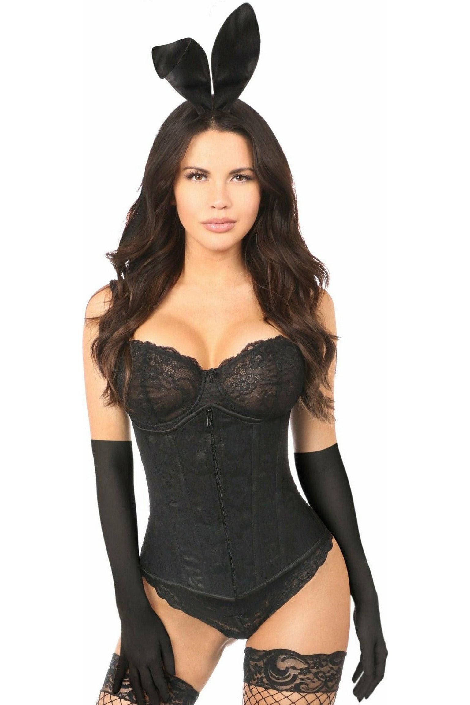 Lavish 4 PC Lace Cincher Bunny Corset Costume