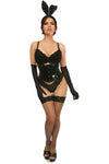 Lavish 4 PC Black PVC Bunny Corset Costume - Love it Curvy