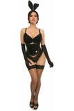 Lavish 4 PC Black PVC Bunny Corset Costume