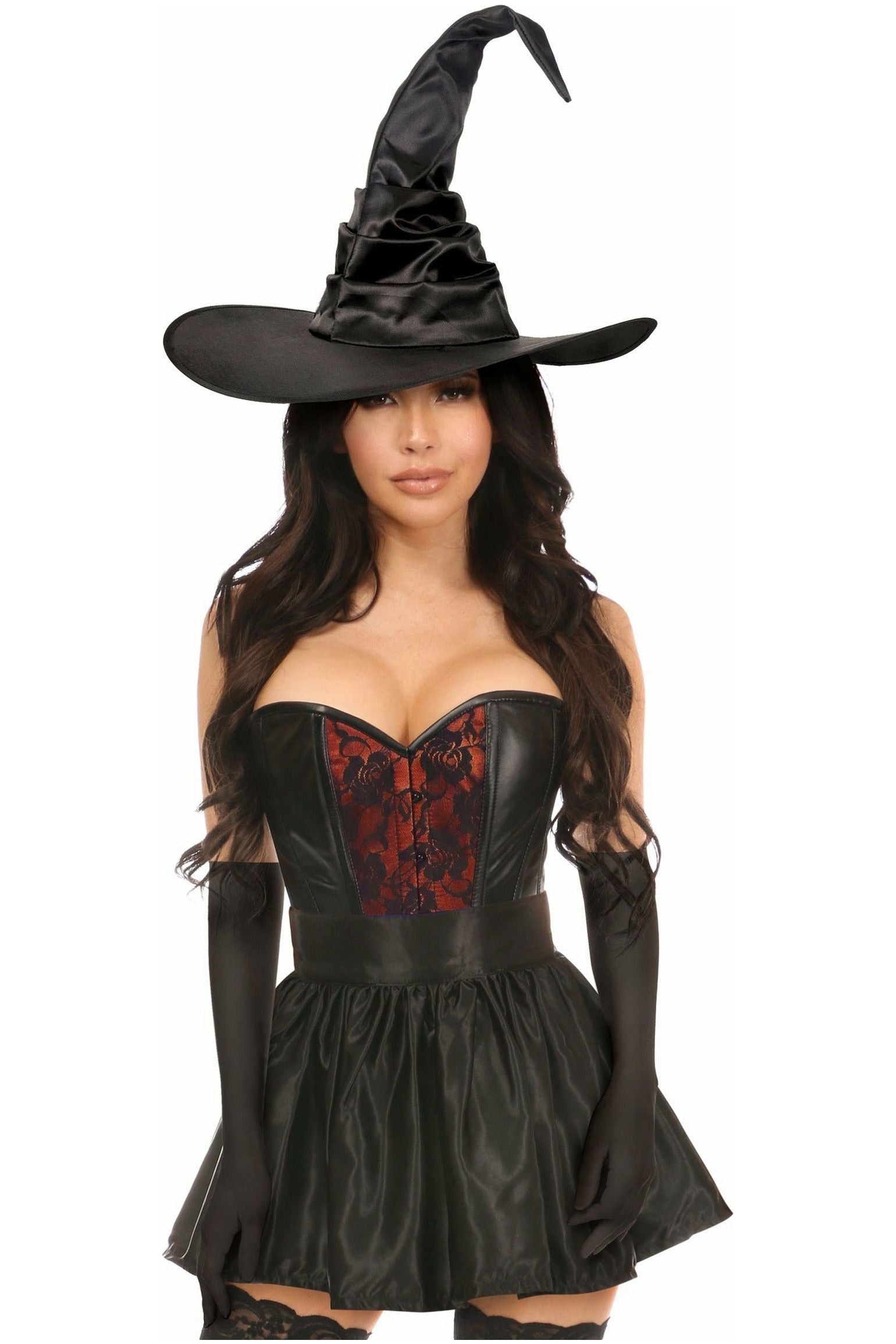 Lavish 4 PC Red Lace Witch Corset Costume