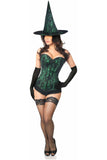 Lavish 3 PC Spellbound Green Lace Witch Corset Costume