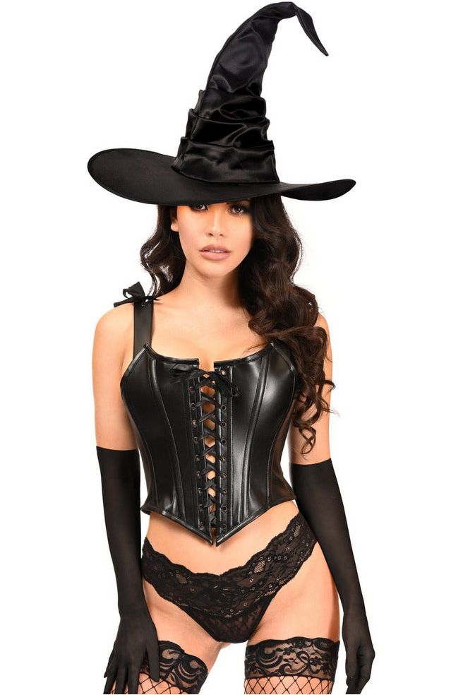 Lavish 3 PC Faux Leather Witch Corset Costume - Love it Curvy