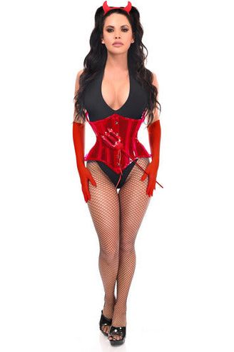 Lavish 4 PC Red Festival Devil Corset Costume - Love it Curvy