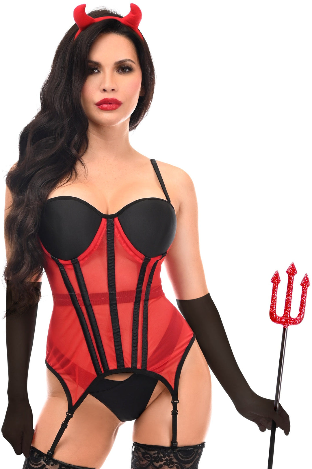 Lavish 4 PC Sexy Devilish Diva Lingerie Costume - Love it Curvy