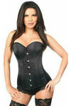 Lavish Black Satin Overbust Corset w/Busk Closure - Love it Curvy