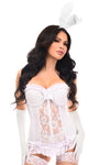 Lavish 4 PC White Bunny Bustier Corset Costume - Love it Curvy