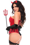 Lavish 4 PC Clear Red Sexy Devil Corset Costume - Love it Curvy
