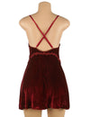 Love It Curvy: Velvet Floral Lace Babydoll Sexy Backless Noble Nightie