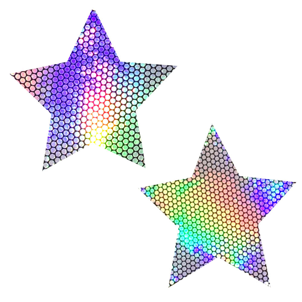 Liquid Party Silver Holographic Starry Nights Nipztix Pasties - Love it Curvy
