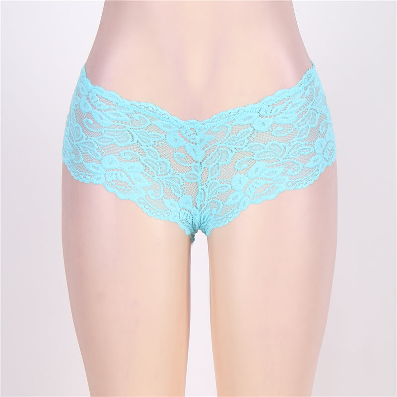 Sexy Sheer Floral Lace Brief Panties in pink - Love It Curvy