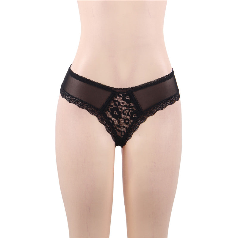 Floral Lace Mesh Panty with Lace-Up Back | Love It Curvy