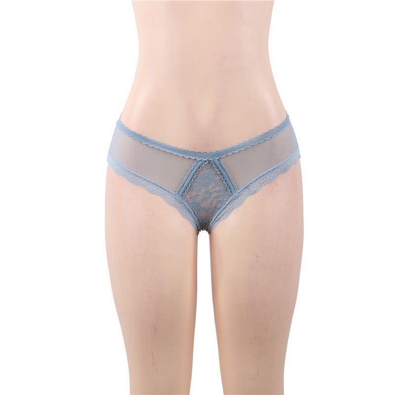 Floral Lace Mesh Panty with Lace-Up Back | Love It Curvy