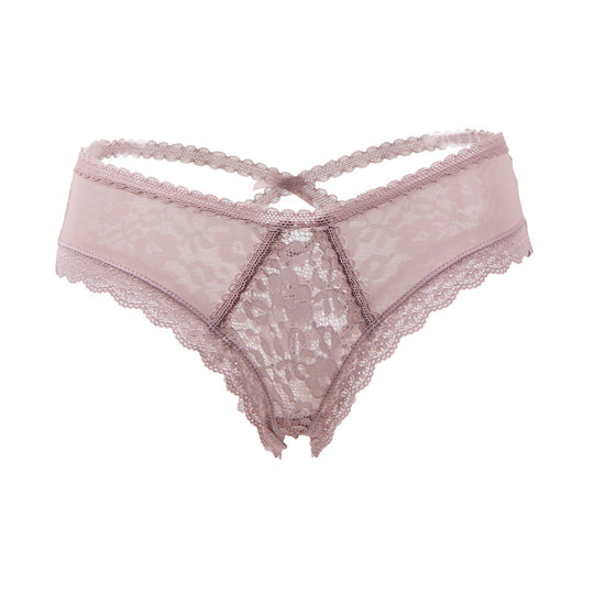Floral Lace Mesh Panty with Lace-Up Back | Love It Curvy