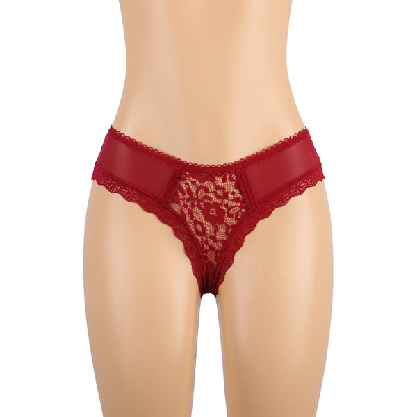 Floral Lace Mesh Panty with Lace-Up Back | Love It Curvy